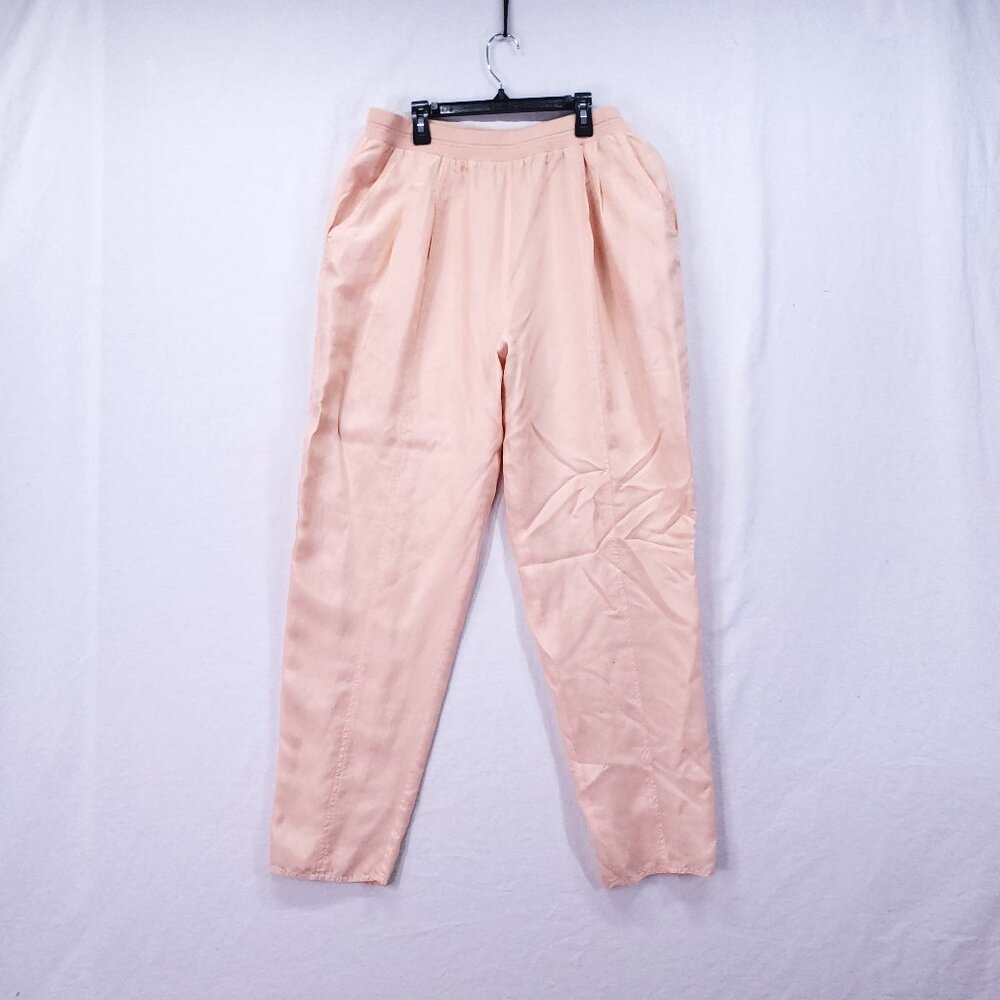 Vintage Jantzen Sport 100% Silk Medium Pants Women's Straight Leg Peach Color